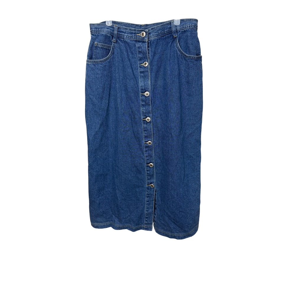 Just Blu Jeans Womens Blue Denim Button Front Maxi Skirt Size 10 High Rise 90s